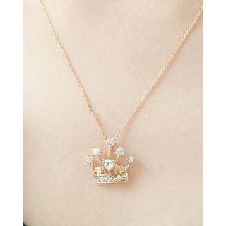 Rhinestone Crown-pendant Chain Necklace