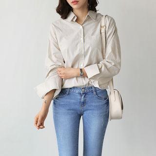 Cutout-detail Striped Shirt