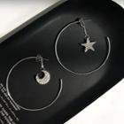 Non-matching Rhinestone Moon & Star Dangle Earring 1 - 1 Pair - Non Matching - One Size