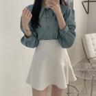 Layered Collar Blouse / Mini A-line Skirt