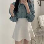 Layered Collar Blouse / Mini A-line Skirt