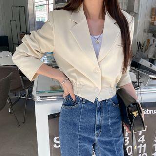 Notch-lapel Cropped Blouson Jacket