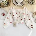 Fruit Embroidered Square-neck Blouse