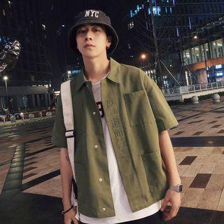 Letter Embroidered Short-sleeve Shirt