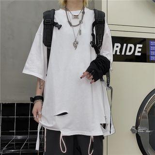 Couple Matching Short Sleeve Ripped T-shirt