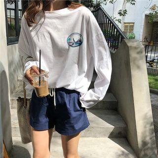 Long-sleeve Print T-shirt White - One Size