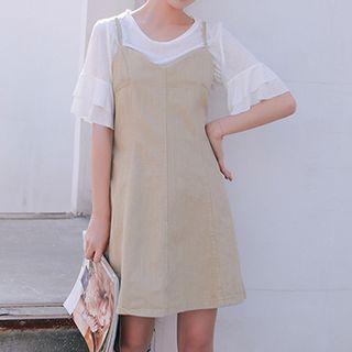 V-neck Spaghetti-strap Denim Dress