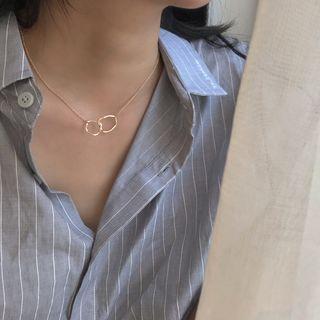 Irregular Interlocking Hoop Pendant Necklace As Shown In Figure - One Size
