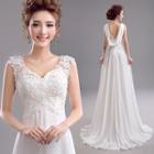 Sleeveless Lace A-line Wedding Gown