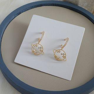Rhinestone Planet Dangle Earring 1 Pair - As Shown In Figure - One Size