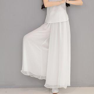 Chiffon Maxi Culottes White - One Size