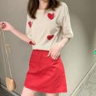Set: Heart Short-sleeve T-shirt + A-line Skirt