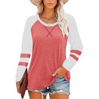 Long Sleeve Color-block Top