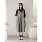 Buttoned Long Pinafore Dress One Size