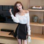 Cold Shoulder Blouse / A-line Skirt / Set
