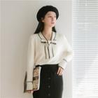 Tie-neck Knit Top White - One Size
