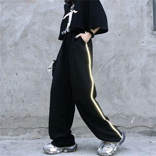 High-waist Reflective Striped Sweatpants