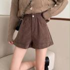 Wide Leg Corduroy Shorts Coffee - One Size