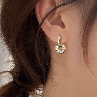 Rhinestone Hoop Sterling Silver Dangle Earring