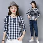 Plaid Round-neck Long-sleeve Shirt
