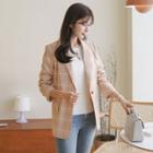 Single-button Flap-detail Plaid Blazer