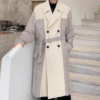 Contrast Panel Double-breasted Coat