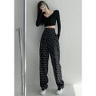High-waist Lettering Loose Dress Pants