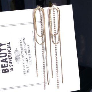 Rhinestone Fringe Earring Gold - 1 Pair - One Size