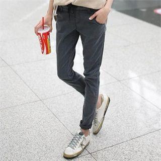 Drawstring-waist Embroidered Baggy Pants