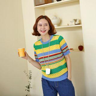 Rainbow-stripe Knit Top