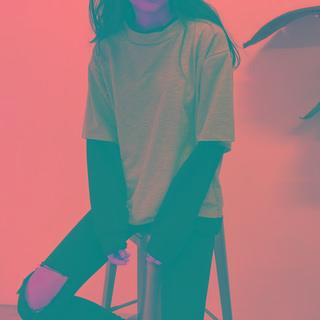 Mock Two-piece Long-sleeve T-shirt Light Gray - One Size