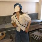 Puff-sleeve Single Breasted Cutout Blouse
