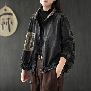 Applique Zip Jacket Black - One Size