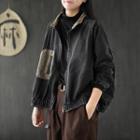 Applique Zip Jacket Black - One Size