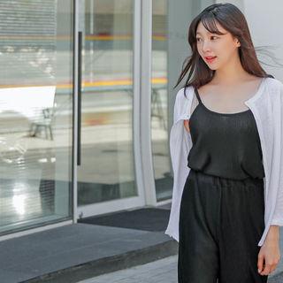 Buttoned Linen Blend Cardigan