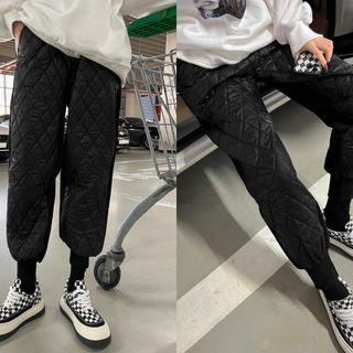 Drawcord Quilted-panel Jogger Pants