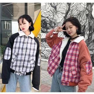 Plaid Panel Buttoned Jacket