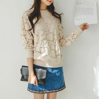 Crew-neck Lace Pullover