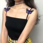 Spaghetti Strap Butterfly-accent Camisole Top / Mini Dress
