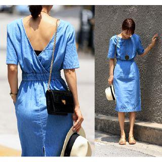 Round-neck Denim A-line Dress
