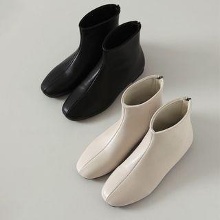 Seam-trim Zip-back Ankle Boots