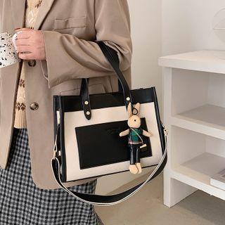 Top Handle Canvas Panel Crossbody Bag