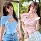 Cut-out Short-sleeve Qipao Top