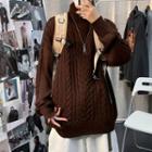 High-neck Cable Knit Sweater