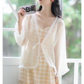 Long-sleeve Dotted Chiffon Jacket