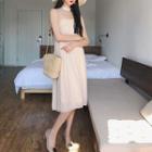 Frill Trim Spaghetti Strap Accordion Dress