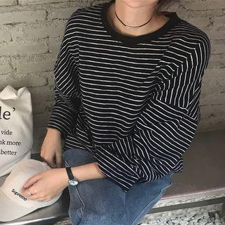 Long-sleeve Oversized Striped T-shirt