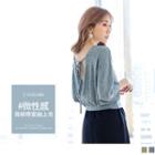 3/4-sleeve V-neck Cropped Top