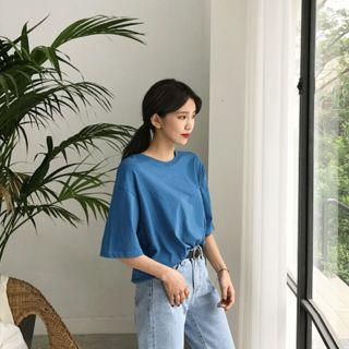 Colored Elbow-sleeve T-shirt