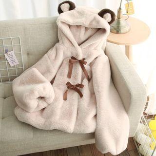 Fleece Tied Hooded Jacket